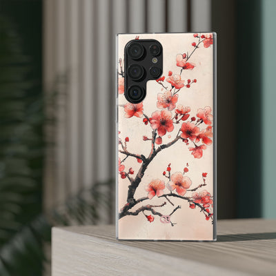 Crimson Silk Flora · Soft Phone Case for Samsung