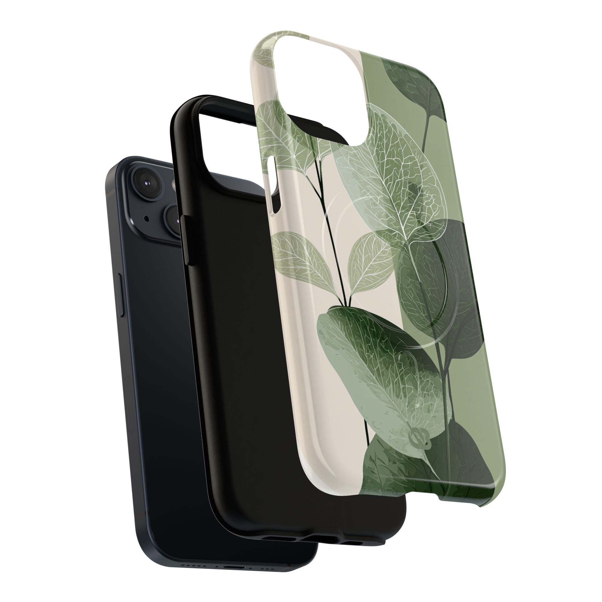 Green Tough 2.0 Magsafe Phone Case for iPhone - Sage Leaf Skeletals