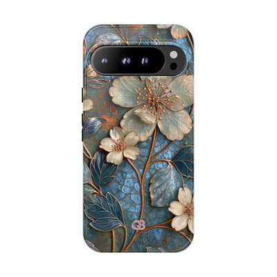 Gilded Blossom Reverie · Tough Phone Case for Pixel ·  Teal