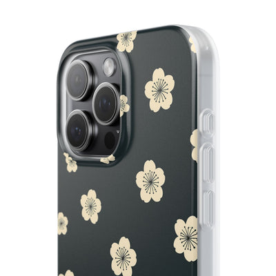 Teal Lite Phone Case for iPhone - Obsidian Cream Petals