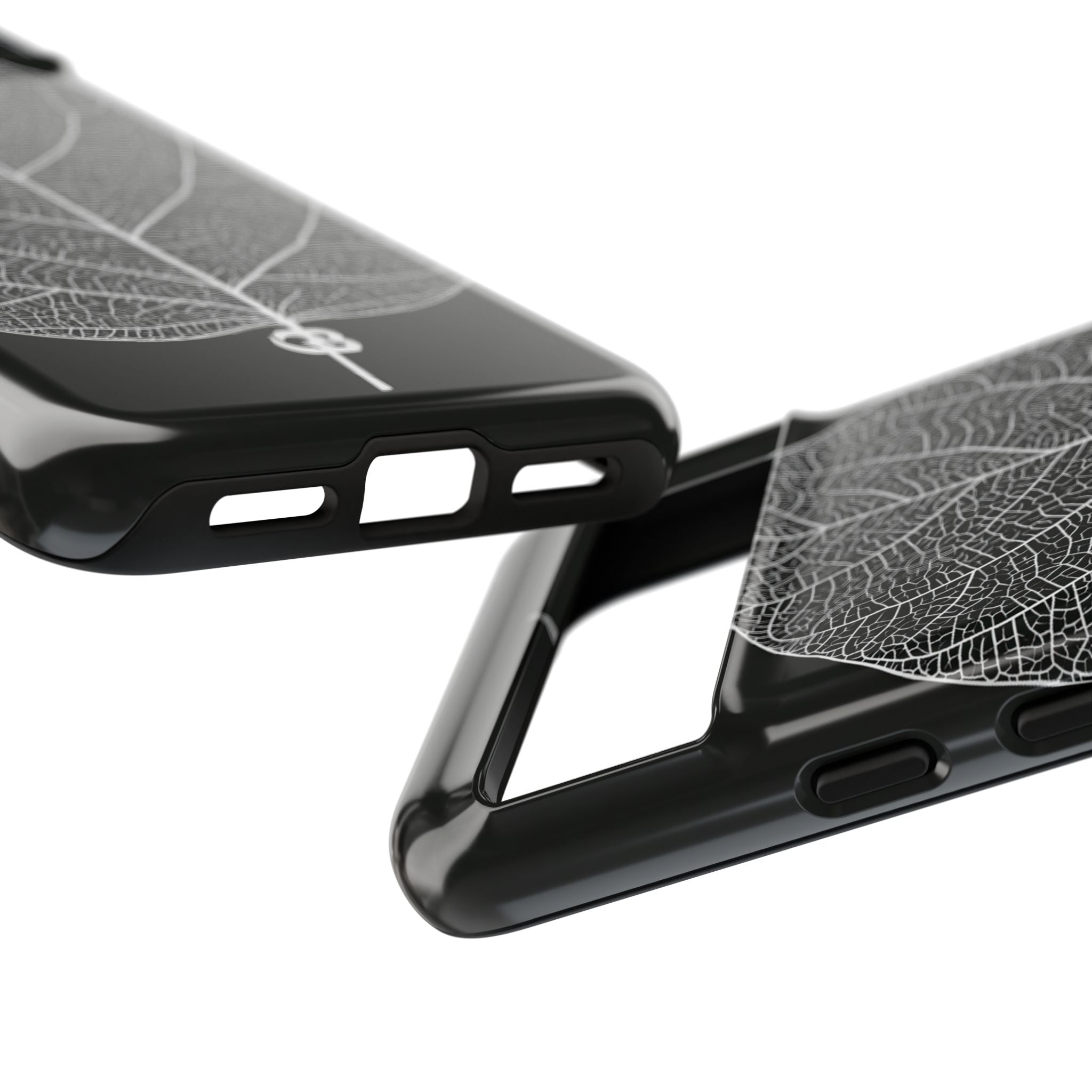 Black Tough Phone Case for Google Pixel - Bleached Leaf Lattice