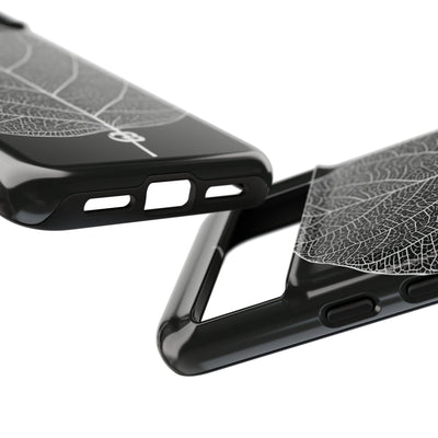 Black Tough Phone Case for Google Pixel - Bleached Leaf Lattice