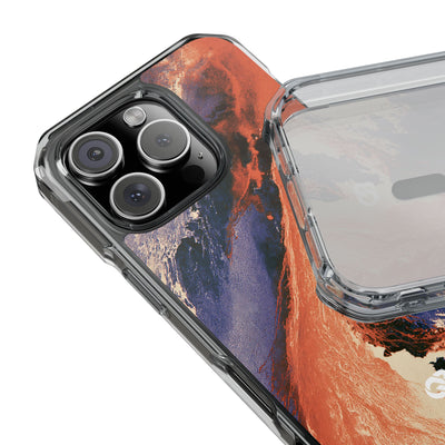 Solar Aura Drift · Clear Impact Magnetic Phone Case for iPhone · Orange
