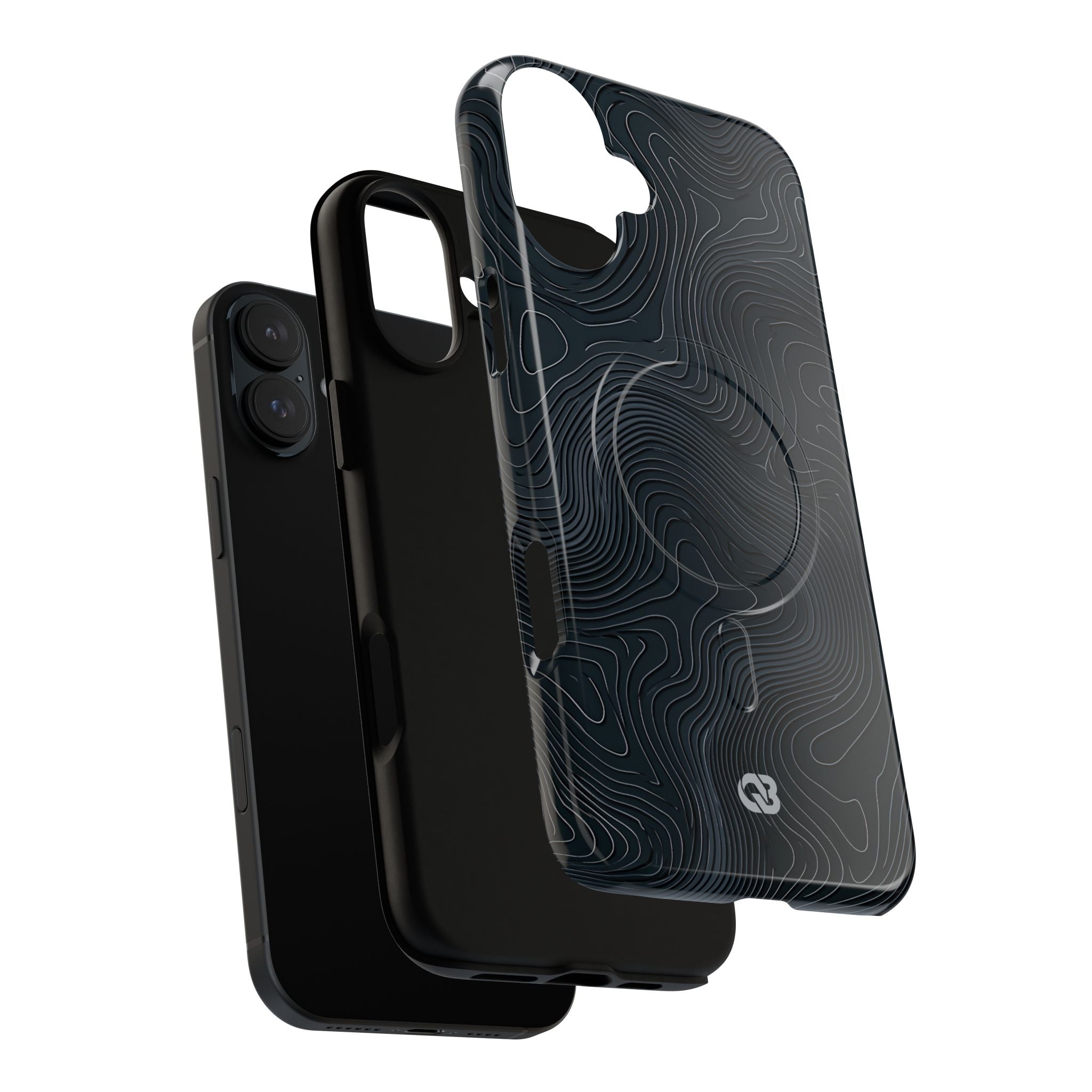 Black Tough 2.0 Magsafe Phone Case for iPhone - Obsidian Ridge Topo