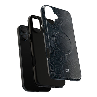 Black Tough 2.0 Magsafe Phone Case for iPhone - Obsidian Ridge Topo