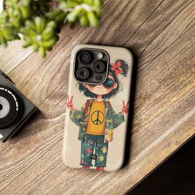 Retro Peace Girl · Tough Phone Case for iPhone