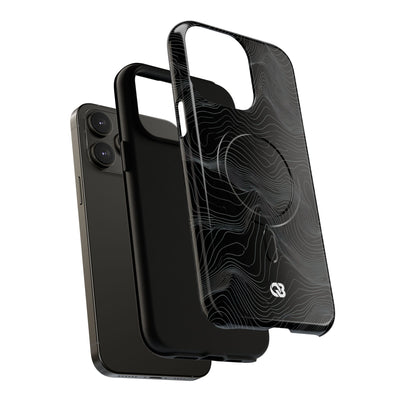 Black Tough 2.0 Magsafe Phone Case for iPhone - Obsidian Topo Wireframe