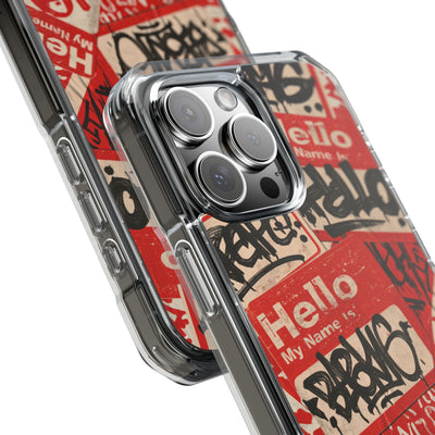 Slap Tag Collage · Clear Impact Magnetic Phone Case for iPhone · Red