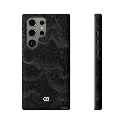 Black Tough Phone Case for Samsung - Obsidian Topo Wireframe