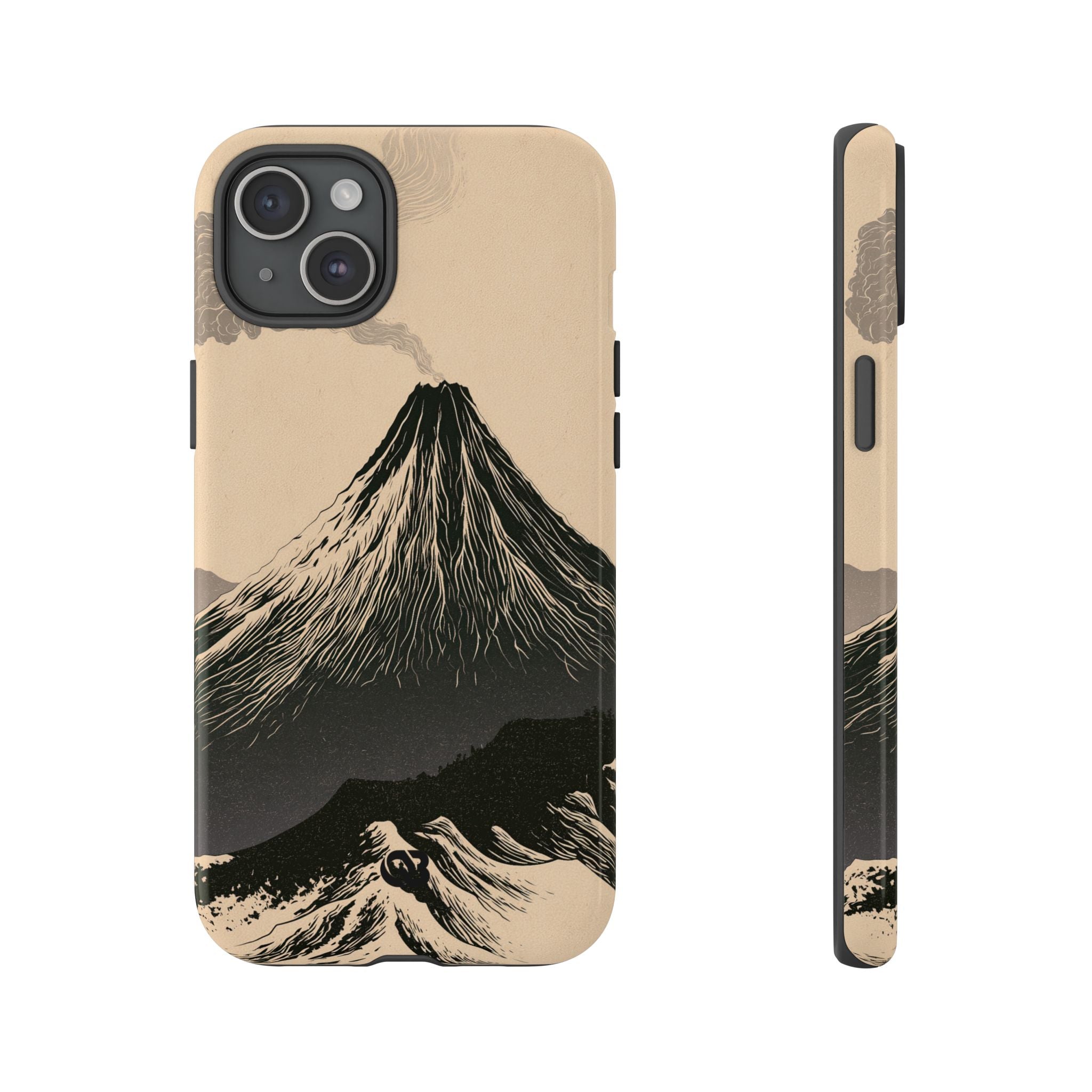 Beige Tough Phone Case for iPhone - Obsidian Ink Summit