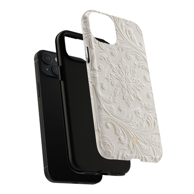 White Tough 2.0 Magsafe Phone Case for iPhone - Alabaster Floral Relief
