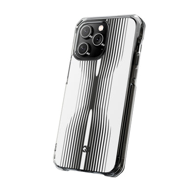 White Impact MagSafe Phone Case for iPhone - Kinetic Mono Distortion