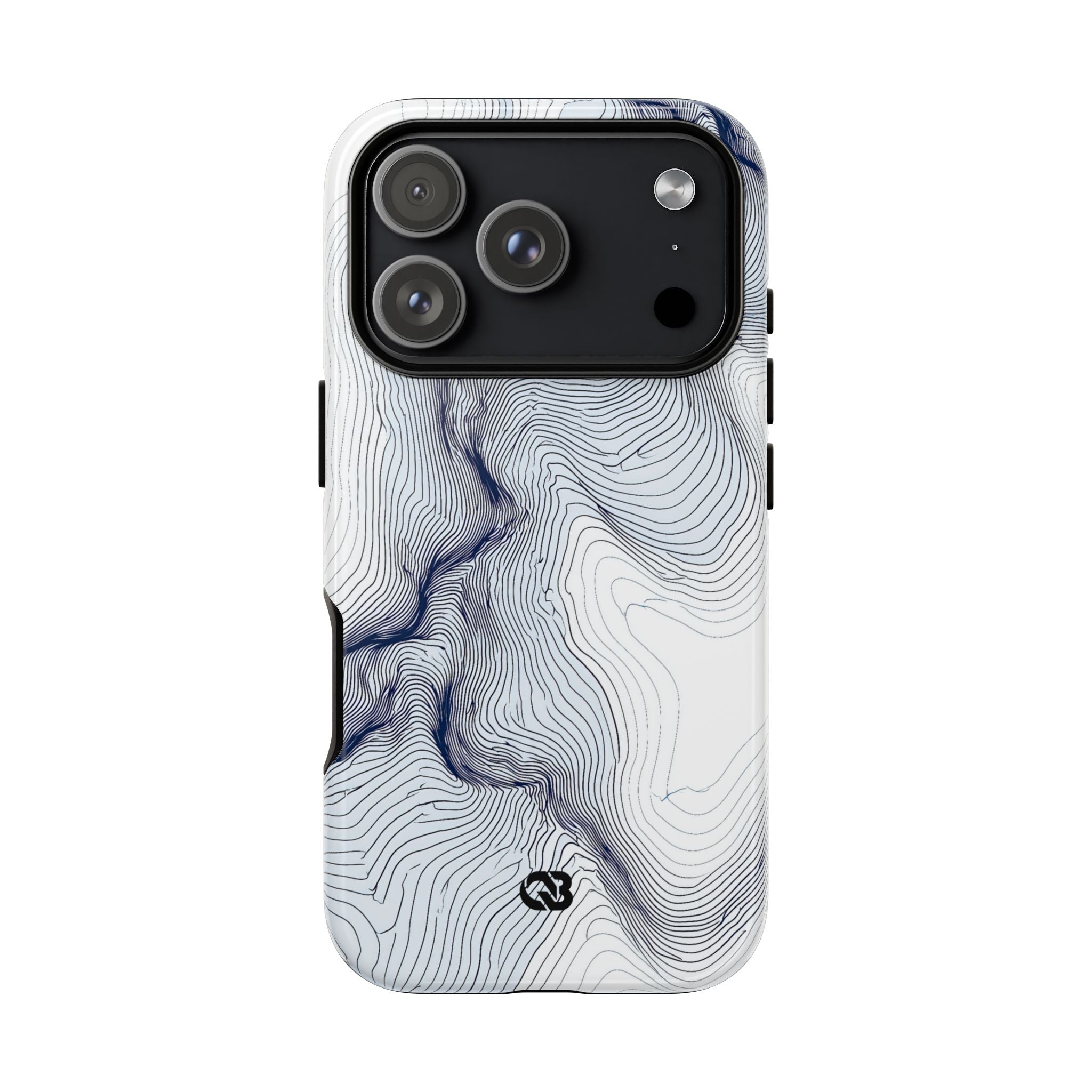 White Tough Phone Case for iPhone - Nordic Ridge Topo