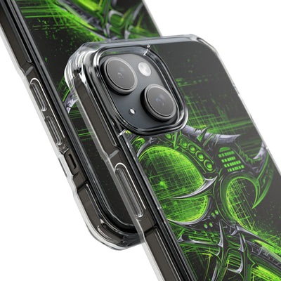 Cyber Sigil Grid · Clear Impact Magnetic Phone Case for iPhone · Green