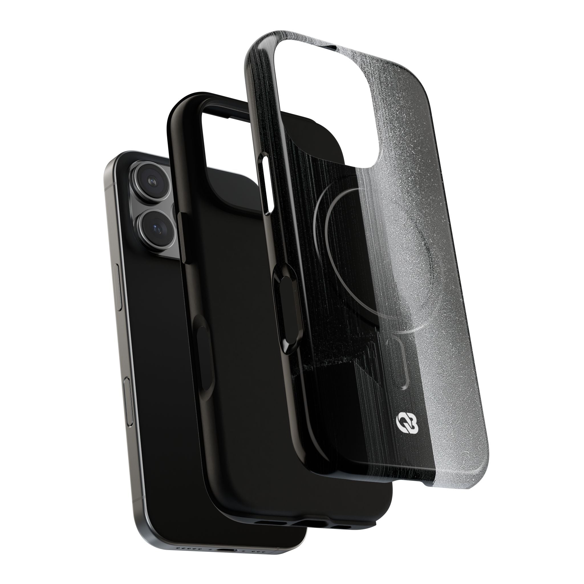 Black Tough 2.0 Magsafe Phone Case for iPhone - Brutalist Pixel Monolith