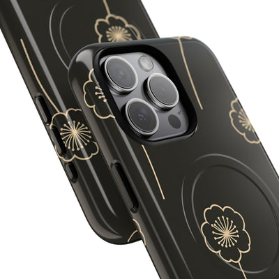 Black Tough 2.0 Magsafe Phone Case for iPhone - Obsidian Sand Petals
