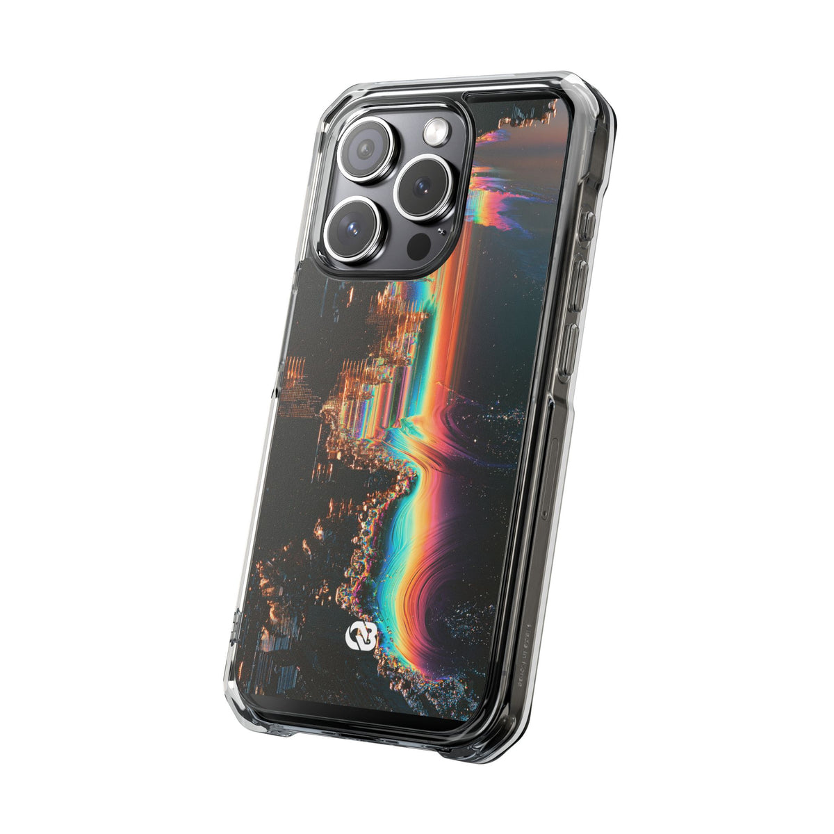 Prismatic Circuit · Clear Impact Magnetic Phone Case for iPhone · Black