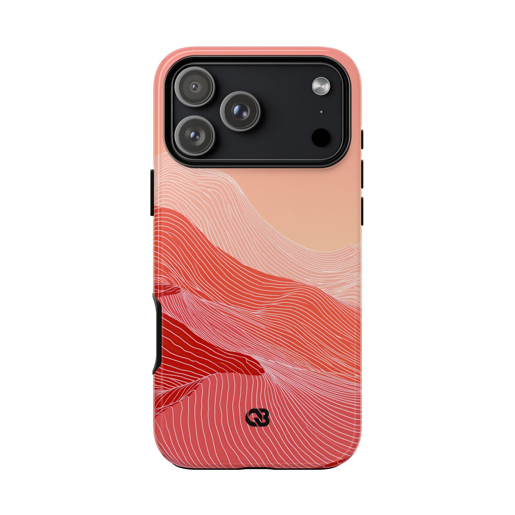 Red Tough Phone Case for iPhone - Crimson Ridge Contour