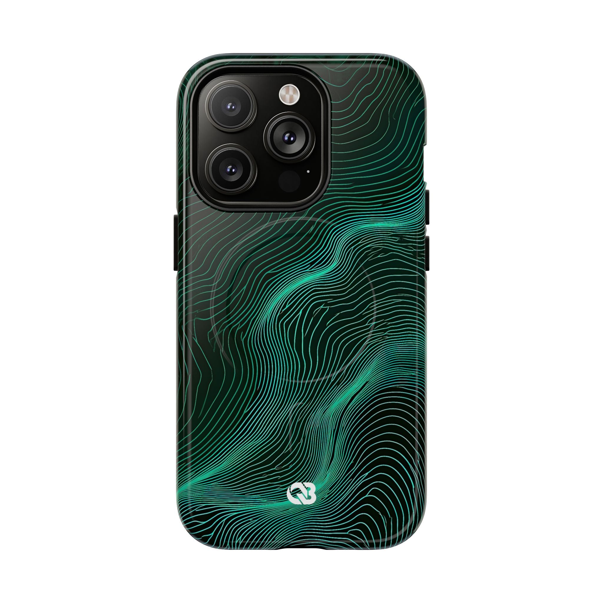 Teal Tough 2.0 Magsafe Phone Case for iPhone - Neon Jade Contour