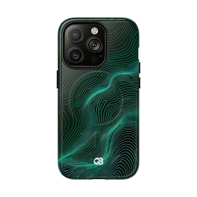 Teal Tough 2.0 Magsafe Phone Case for iPhone - Neon Jade Contour