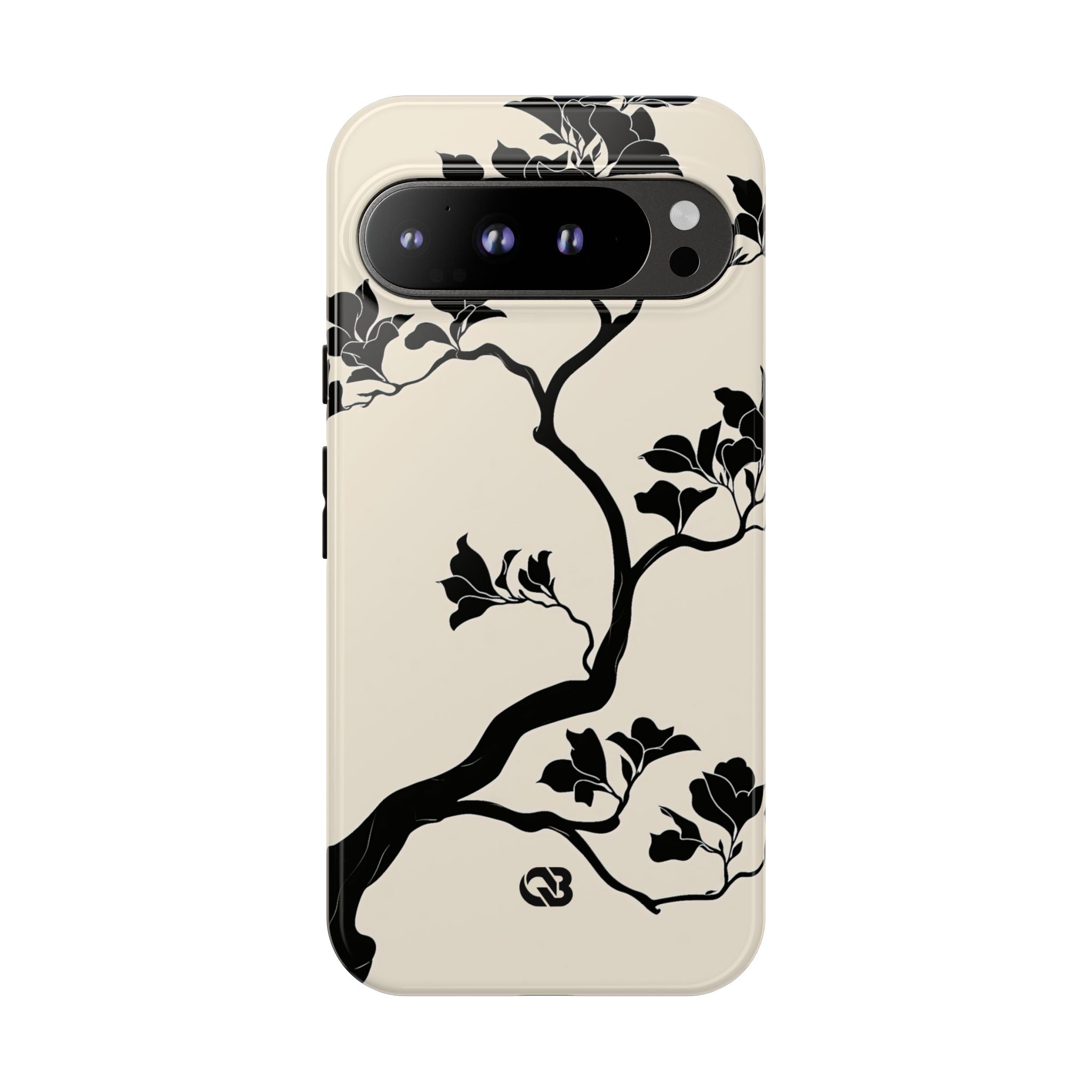 Beige Tough Phone Case for Google Pixel - Obsidian Bonsai Silhouette