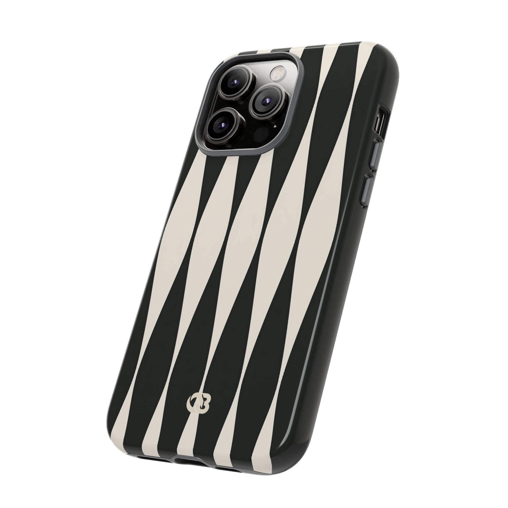 Black Tough Phone Case for iPhone - Ivory Spindle Grid