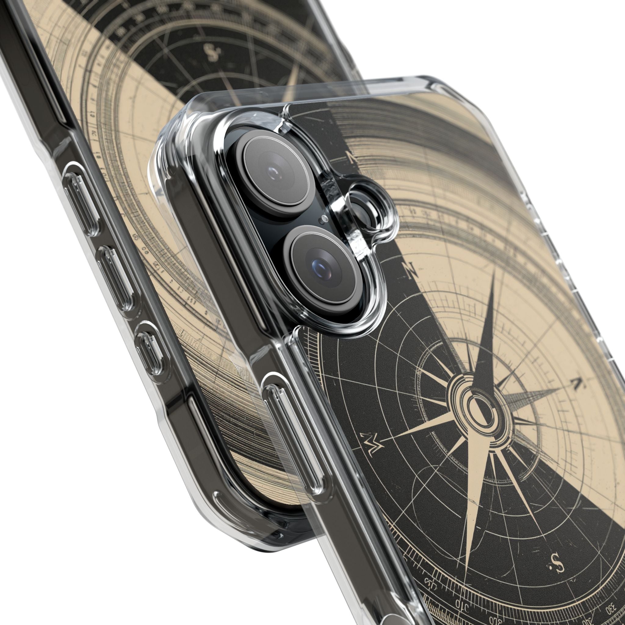 Beige Impact MagSafe Phone Case for iPhone - Obsidian Nautical Blueprint