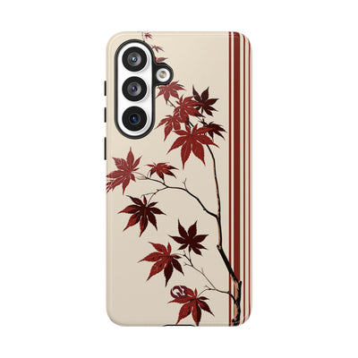 Red Tough Phone Case for Samsung - Crimson Momiji Stripe