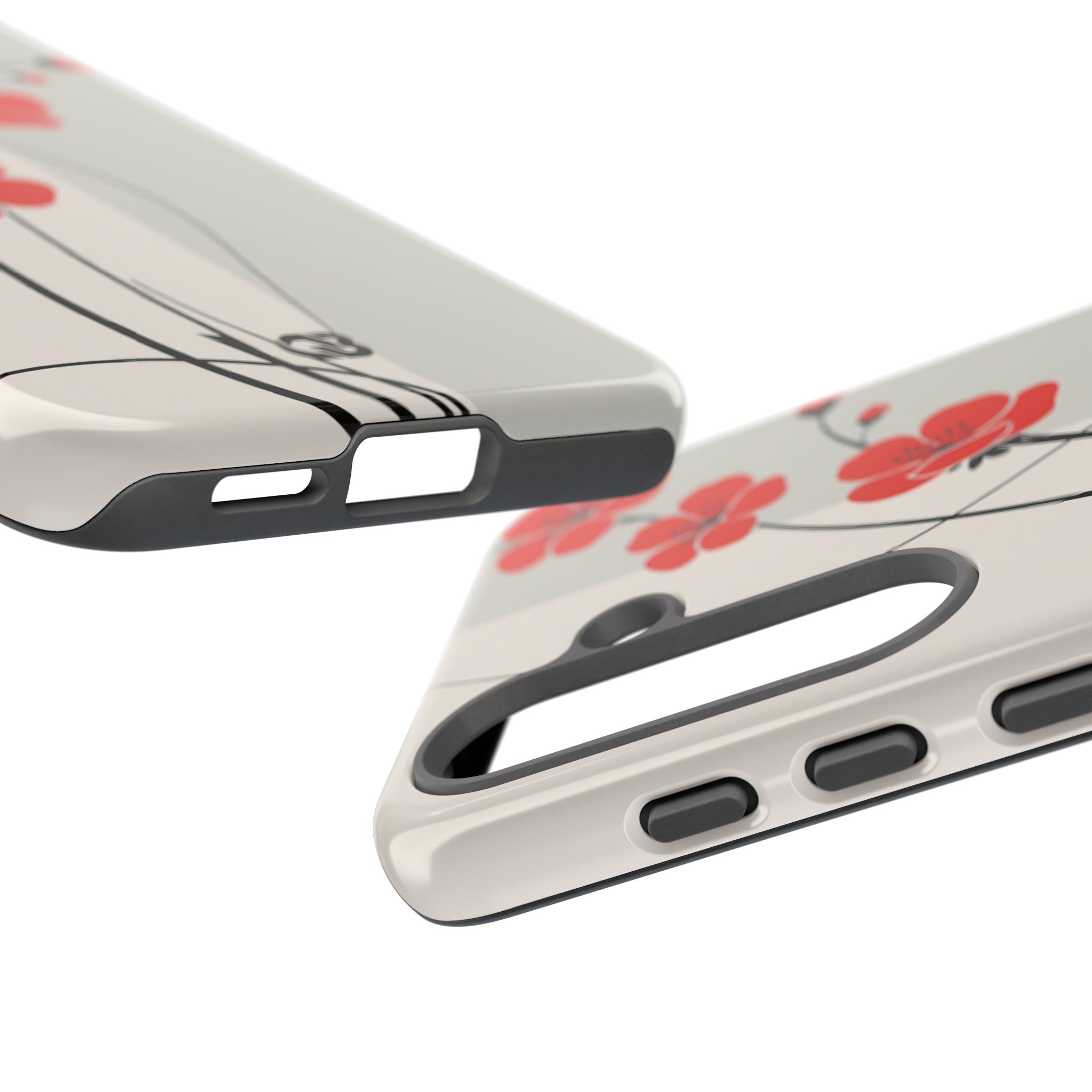 Beige Tough Phone Case for Samsung - Scarlet Ink Petals