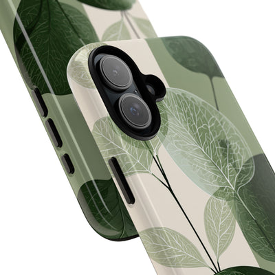 Green Tough Phone Case for iPhone - Sage Leaf Skeletals