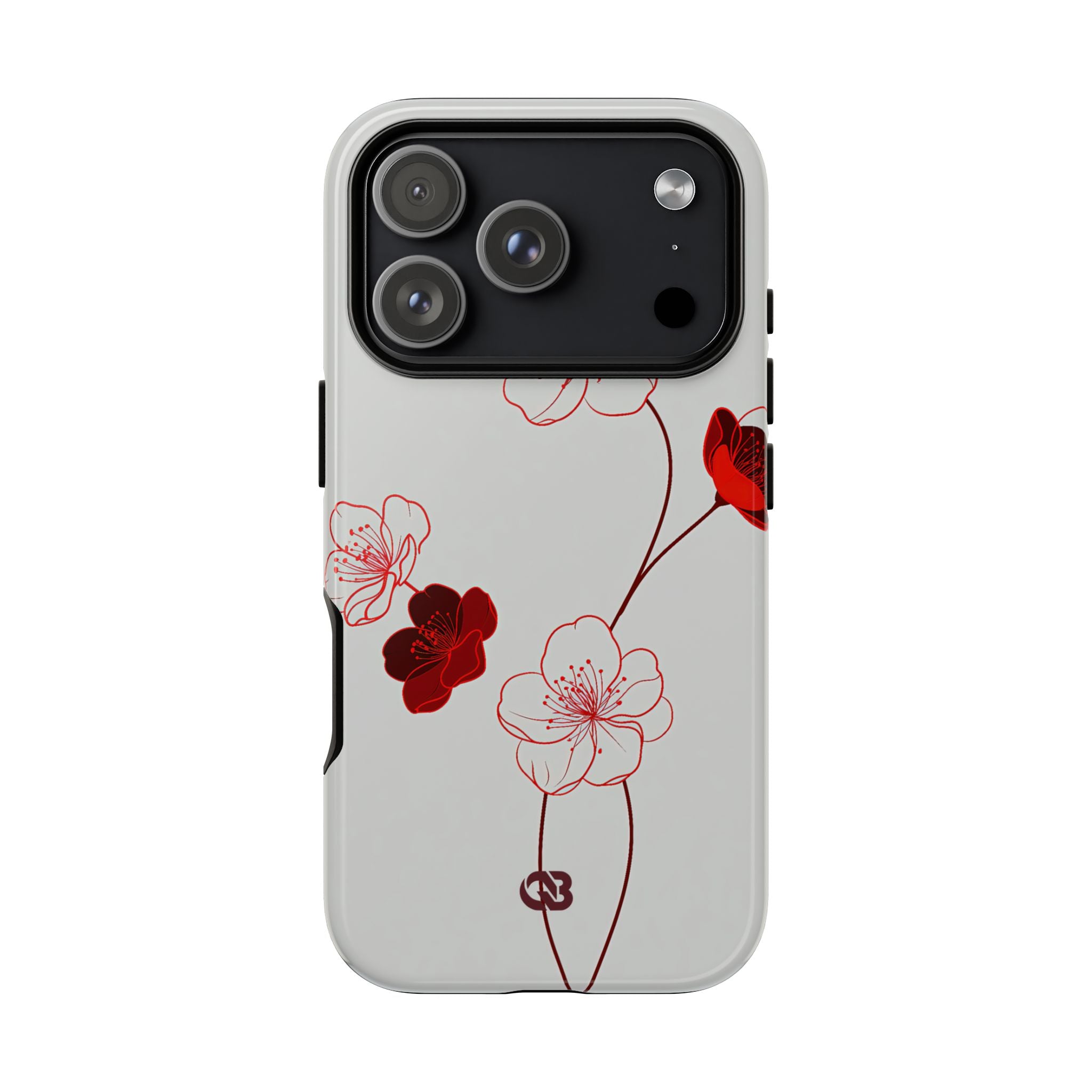 Red Tough Phone Case for iPhone - Kyoto Ember Bloom
