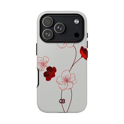 Red Tough Phone Case for iPhone - Kyoto Ember Bloom