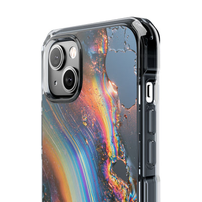 Prismatic Aura Flow · Clear Impact Magnetic Phone Case for iPhone · Blue