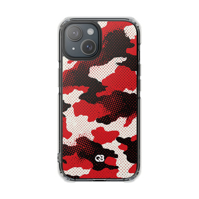 Crimson Halftone Camo · Clear Impact Magnetic Phone Case for iPhone · Red