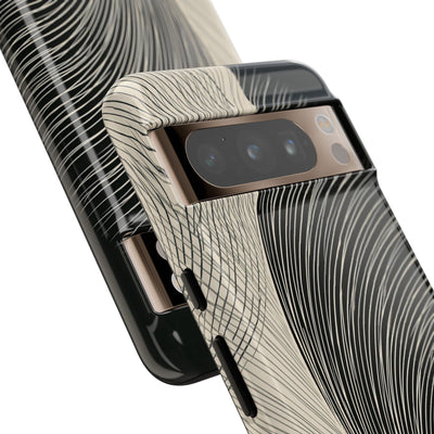 Beige Tough Phone Case for Google Pixel - Obsidian Cream Plume