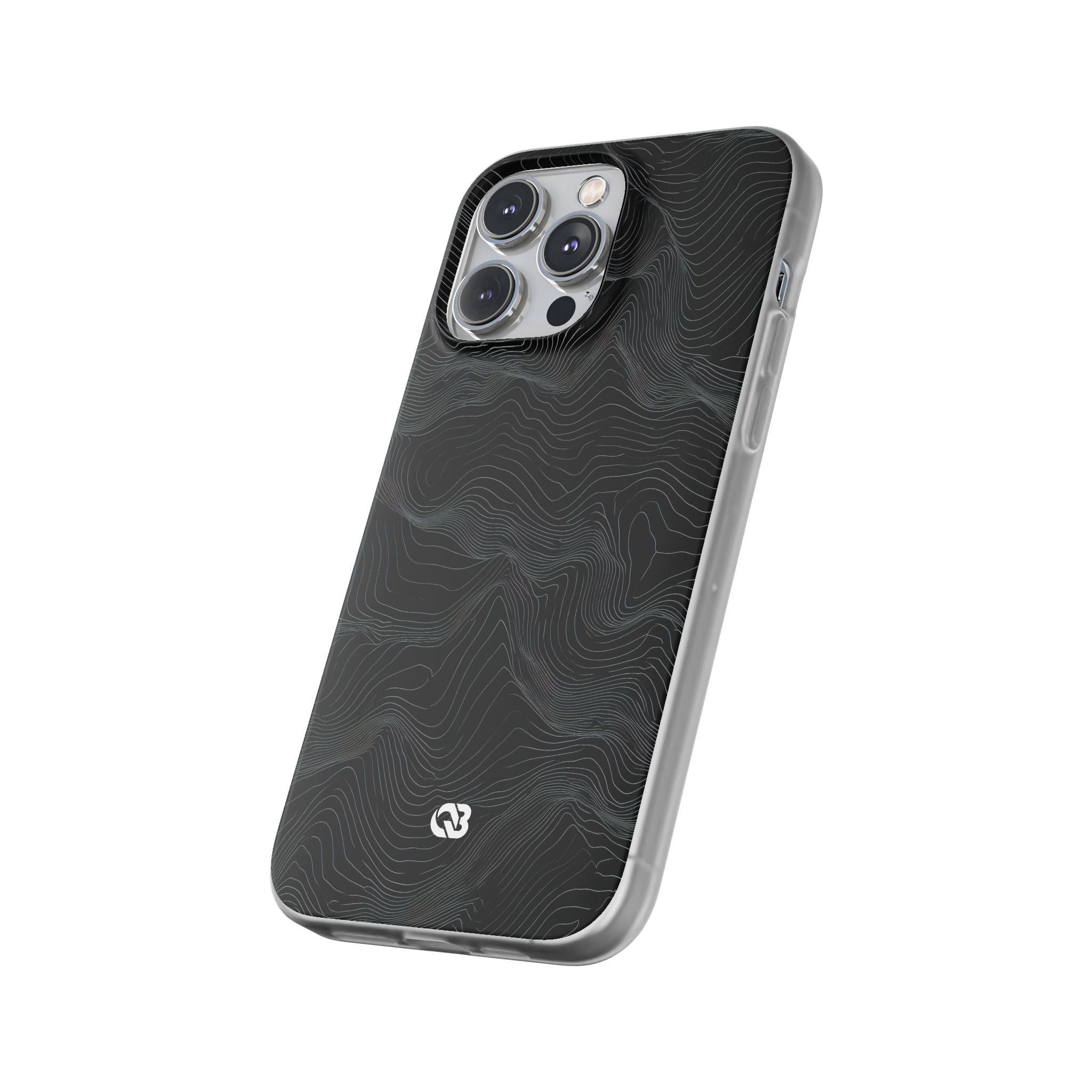 Black Lite Phone Case for iPhone - Obsidian Topo Wireframe