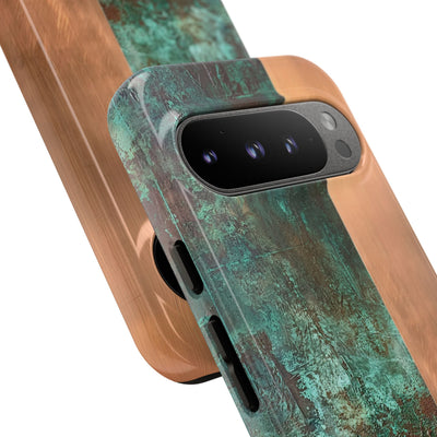 Teal Tough Phone Case for Google Pixel - Verdigris Copper Slab