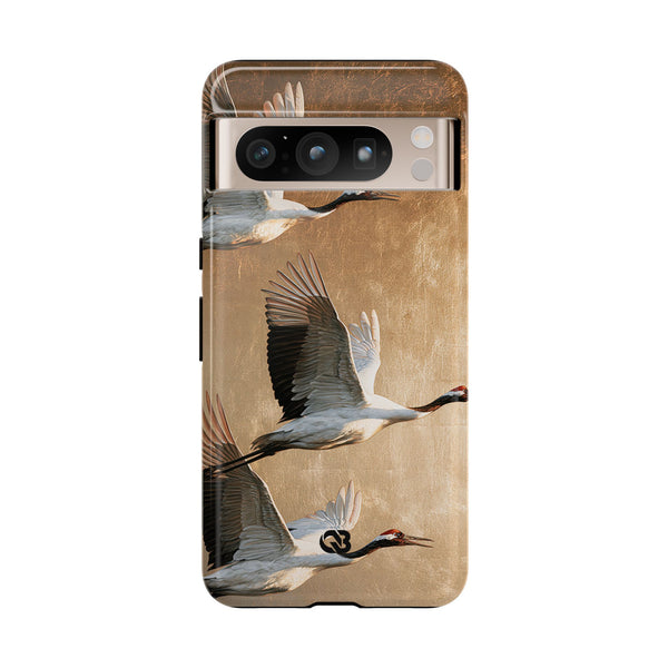 Golden Crane Flight · Tough Phone Case for Pixel ·  Gold