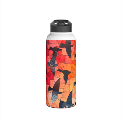 Stained Glass Birds - Stainless Steel Water Bottle