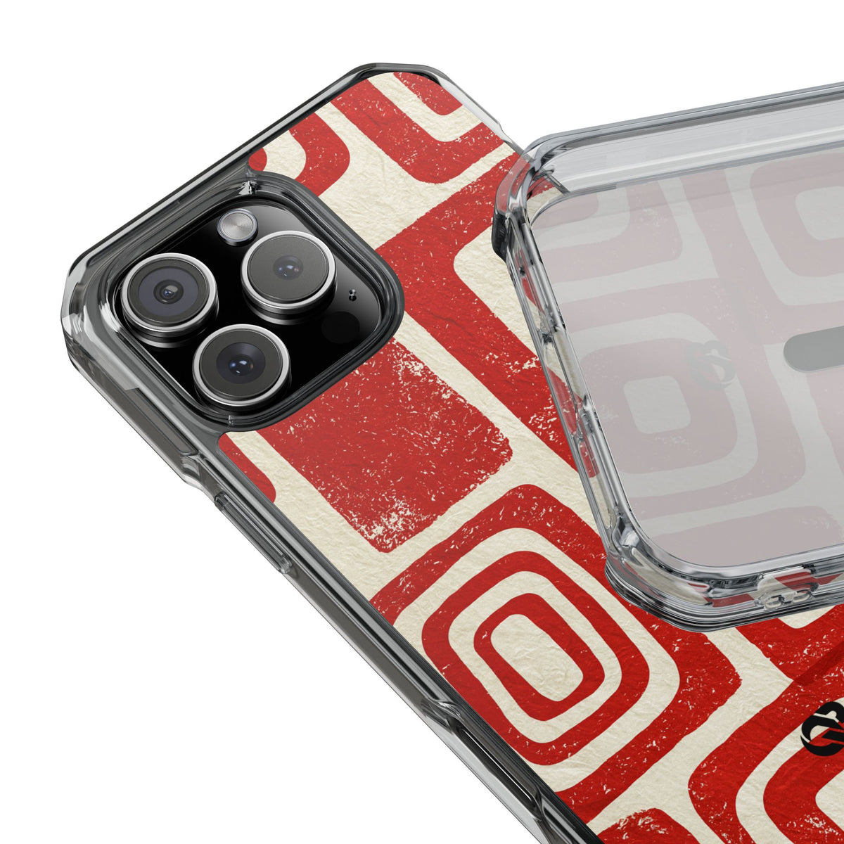 Vermilion Block Motif · Clear Impact Magnetic Phone Case for iPhone · Red