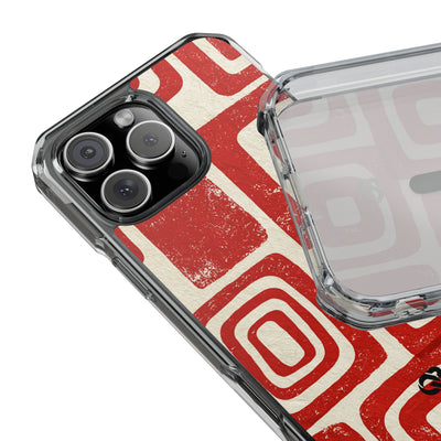 Vermilion Block Motif · Clear Impact Magnetic Phone Case for iPhone · Red