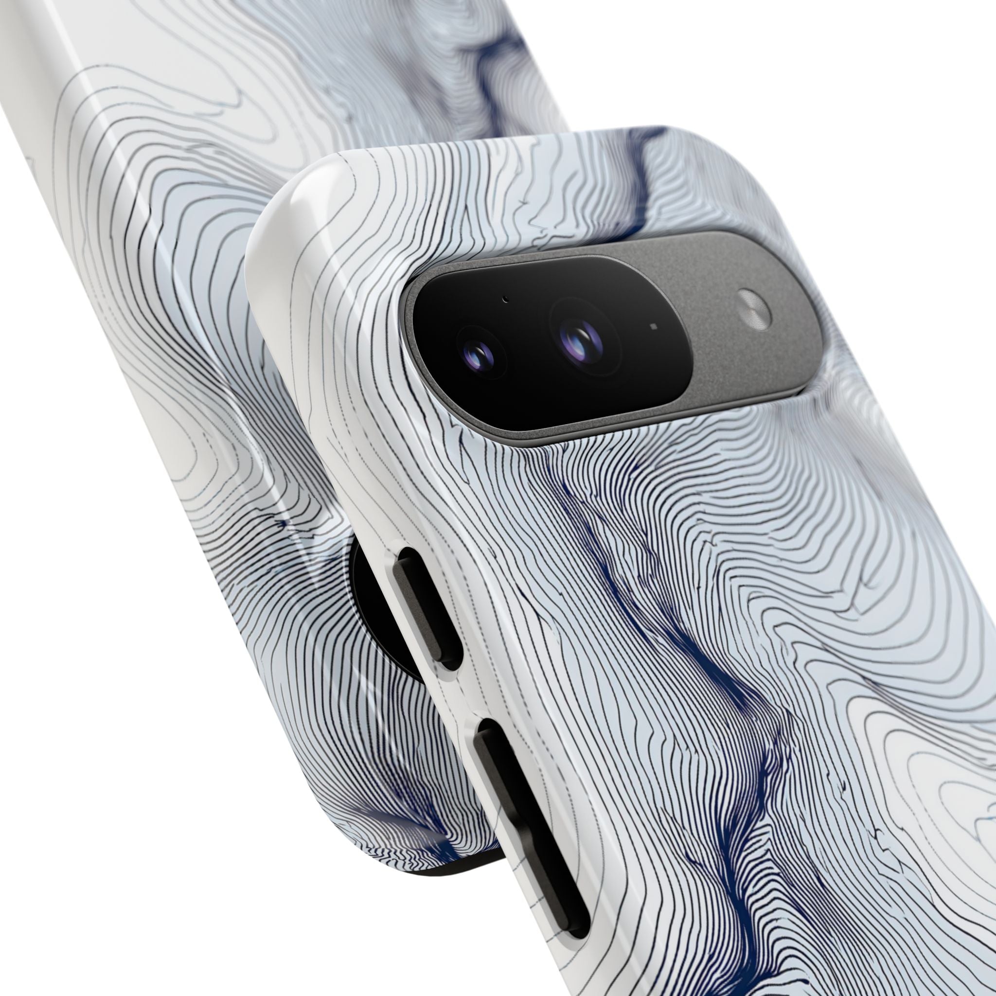 White Tough Phone Case for Google Pixel - Nordic Ridge Topo