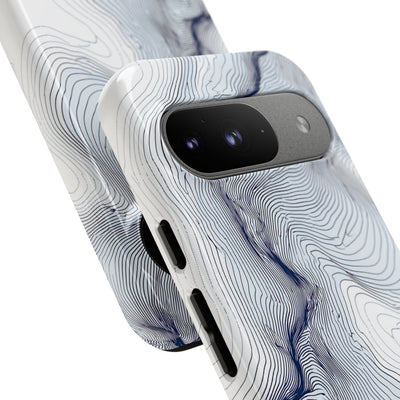 White Tough Phone Case for Google Pixel - Nordic Ridge Topo