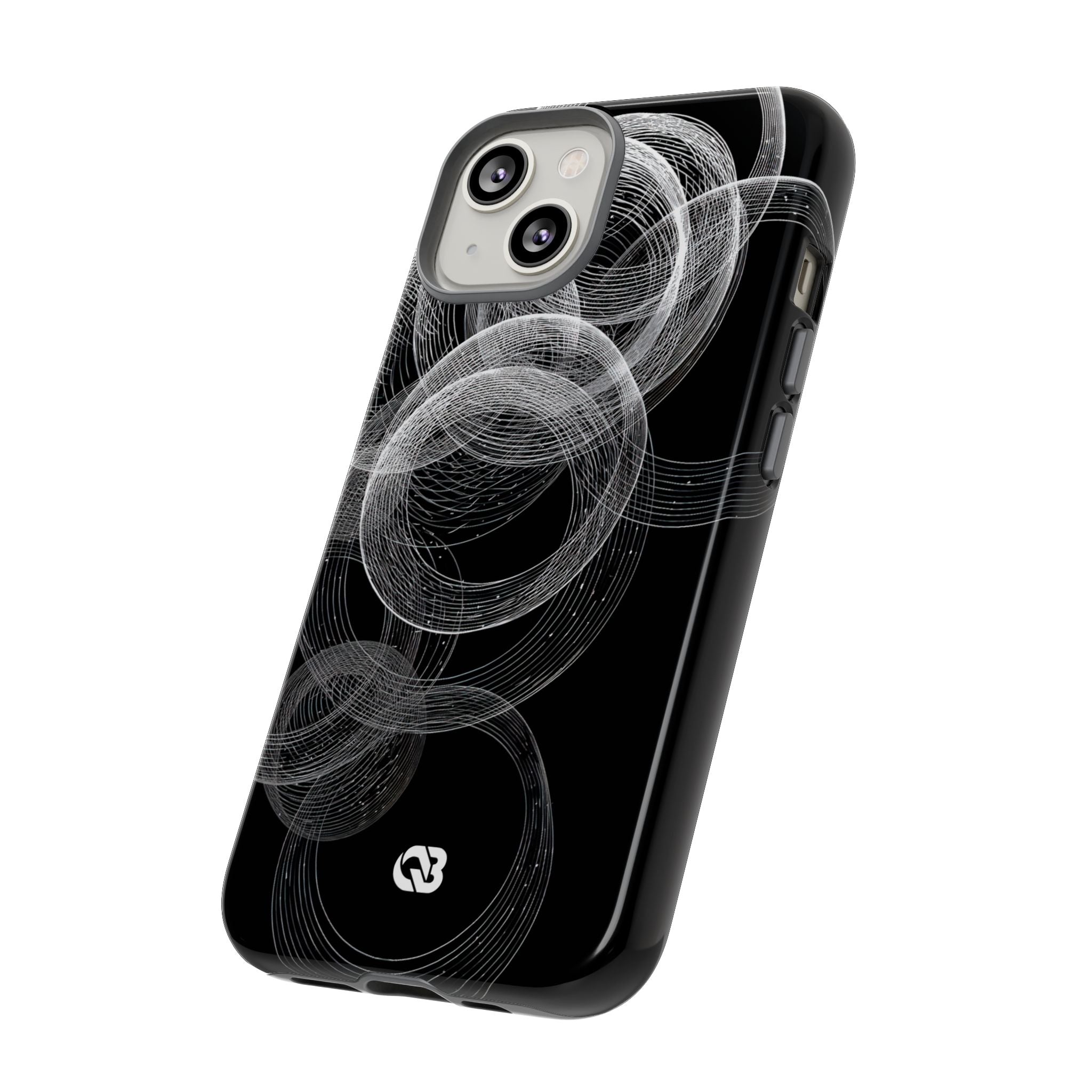 Black Tough Phone Case for iPhone - Kinetic Wireframe Orbit