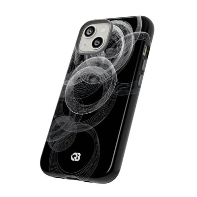 Black Tough Phone Case for iPhone - Kinetic Wireframe Orbit