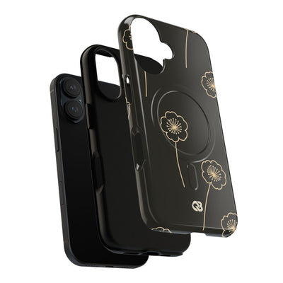Black Tough 2.0 Magsafe Phone Case for iPhone - Obsidian Sand Petals
