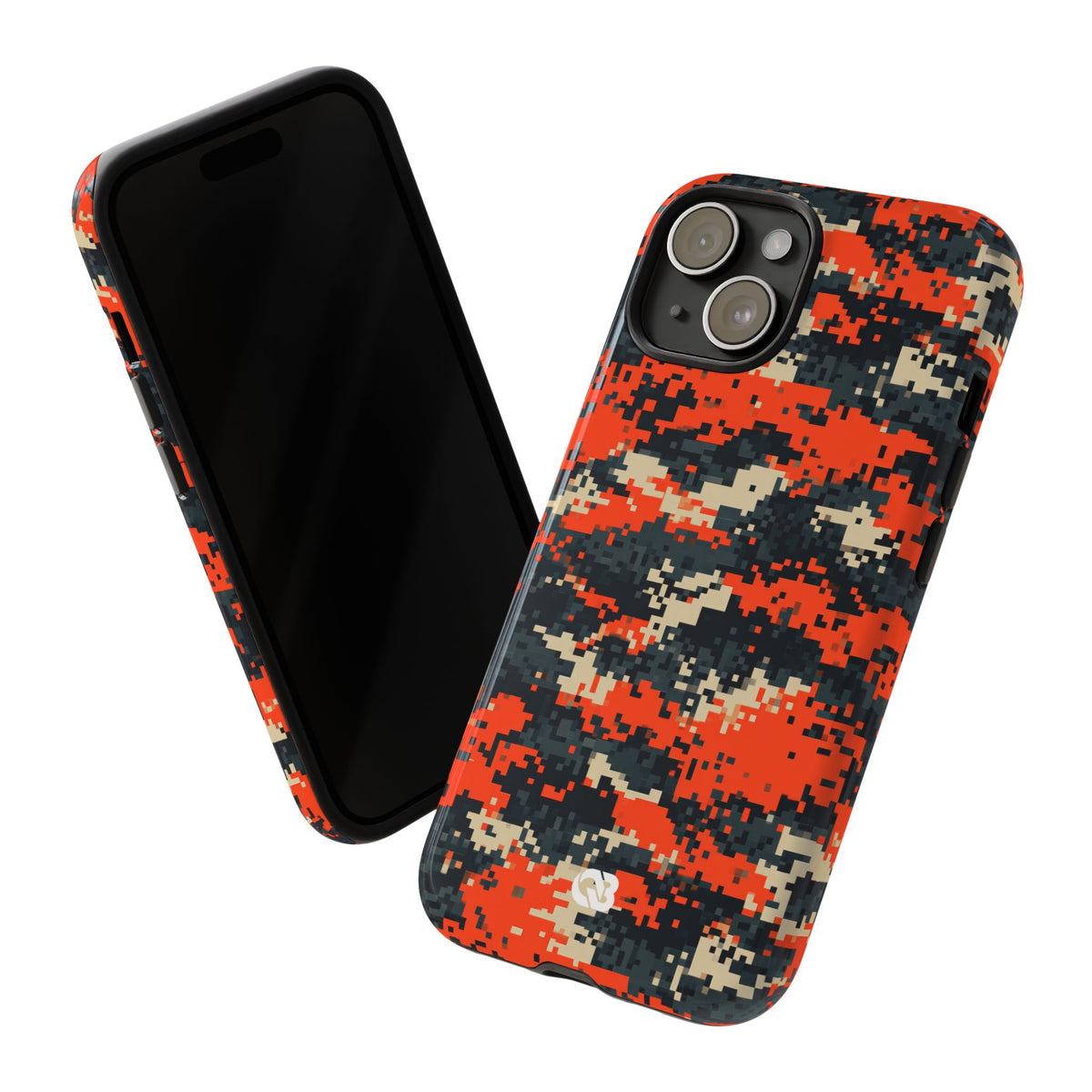 Signal Pixel Camo · Tough Phone Case for iPhone · Orange