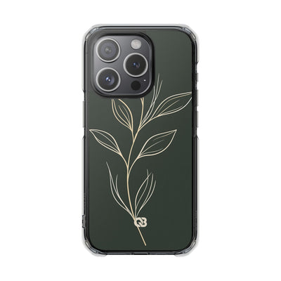Minimal Botanical Stem · Clear Impact Magnetic Phone Case for iPhone ·  Green