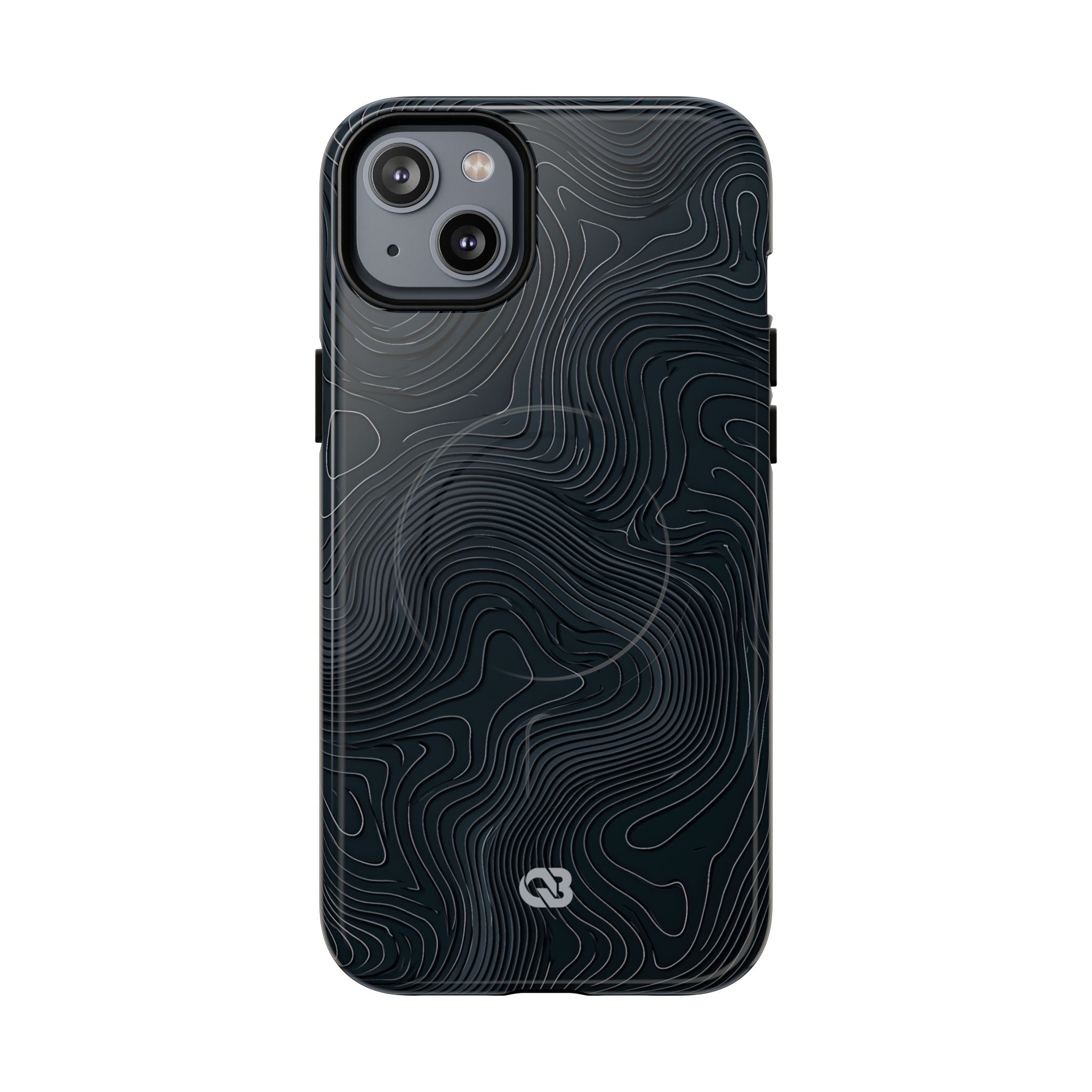 Black Tough 2.0 Magsafe Phone Case for iPhone - Obsidian Ridge Topo