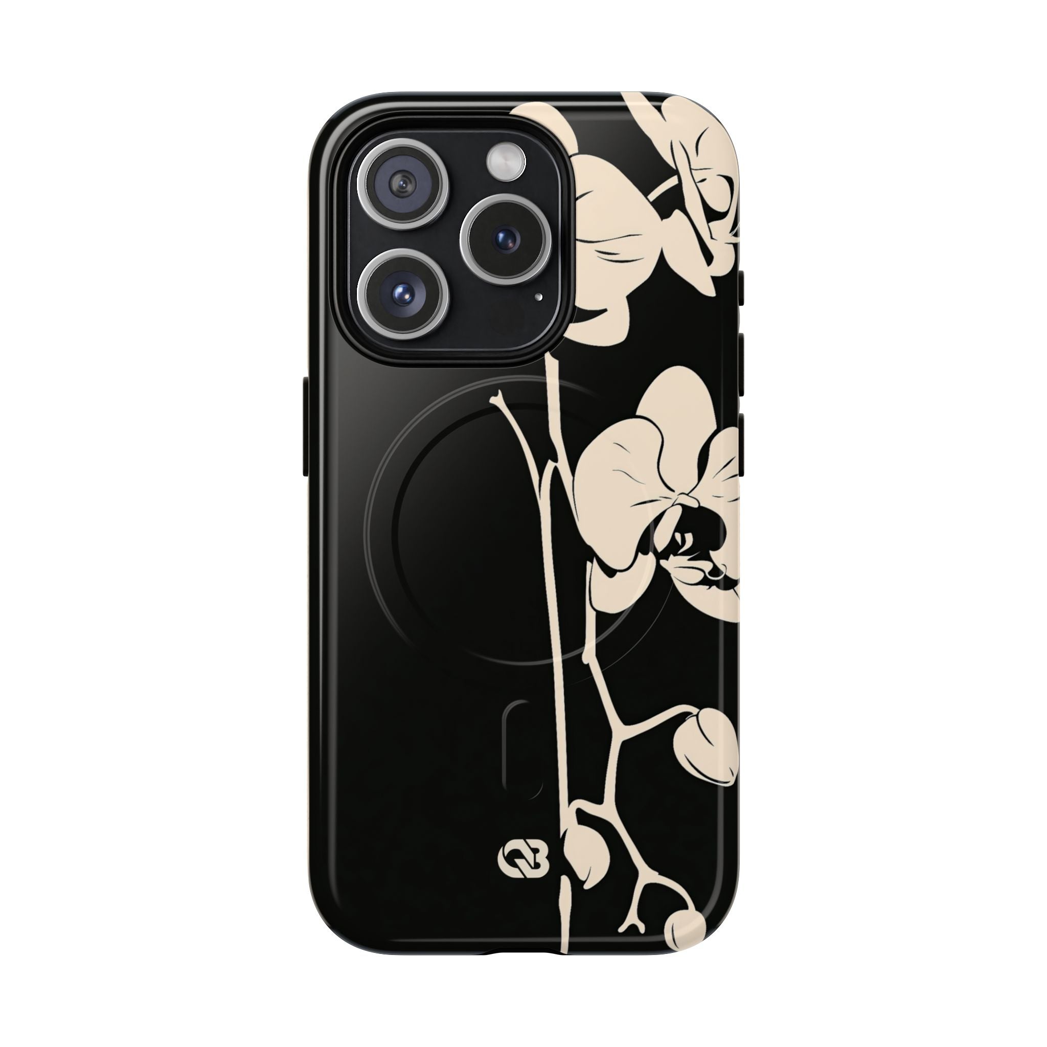 Black Tough 2.0 Magsafe Phone Case for iPhone - Obsidian Bone Orchid